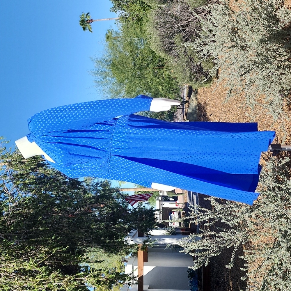 VINTAGE 1980s KOREA SAINT ROMEI Royal Blue Silk Dress 6 M Korean Fashion - Picture 7 of 16